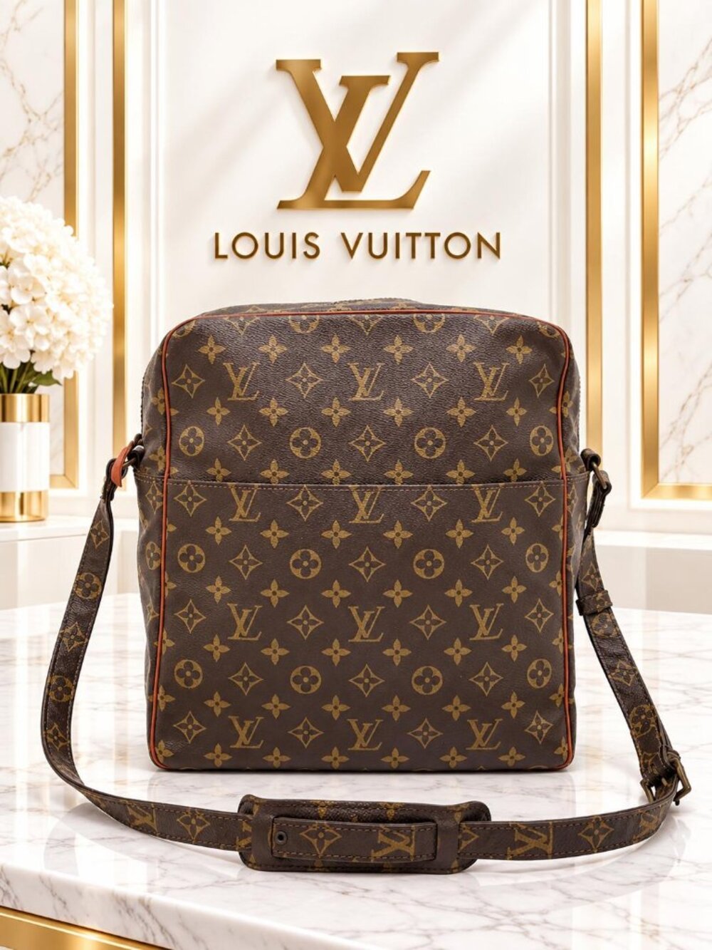 Authentic Louis Vuitton Marceau Monogram Canvas Crossbody Shoulder Bag Vintage